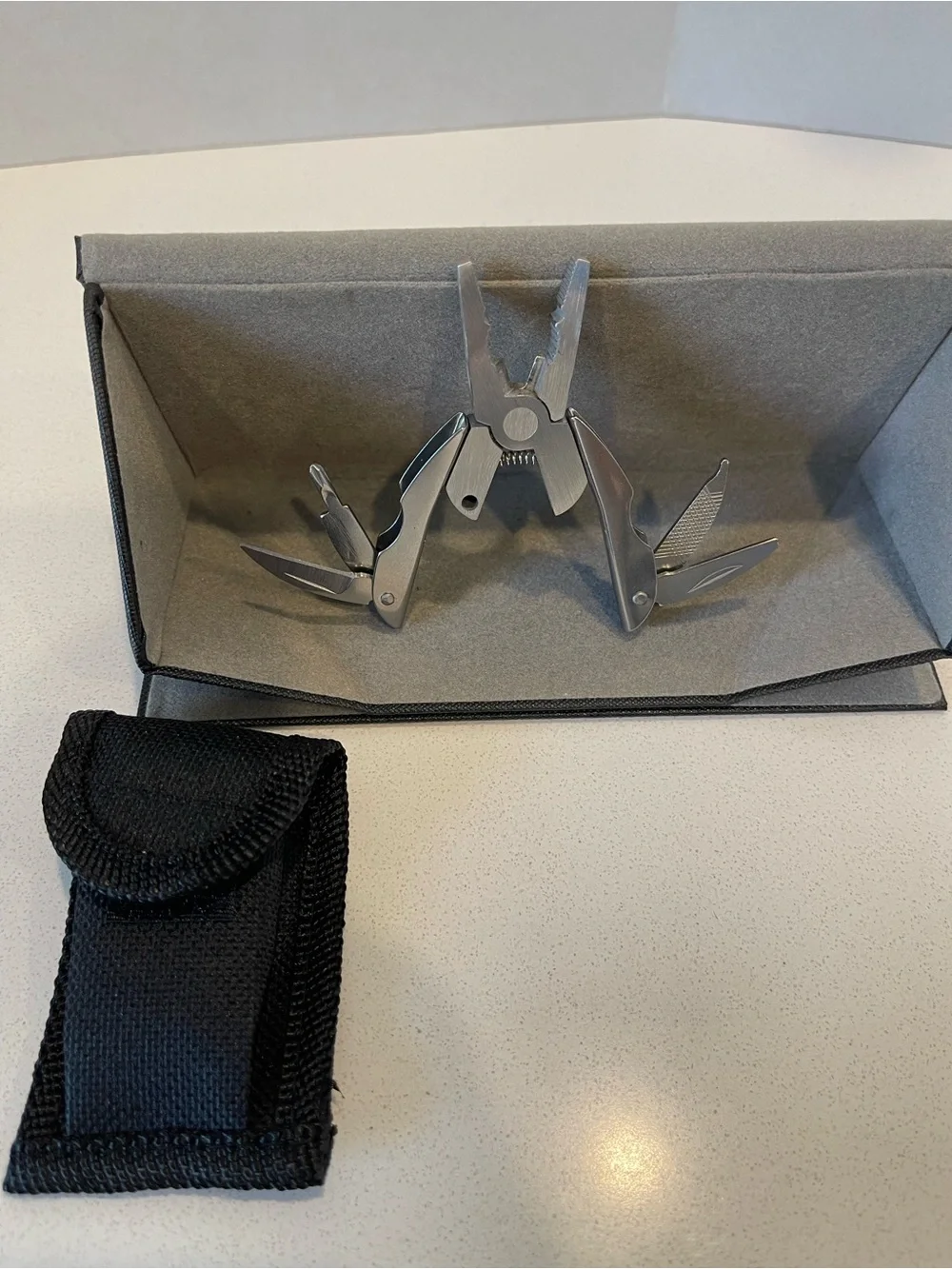 Stainless Steel Multi-Tool with Black Nylon Pouch - Men Grooming